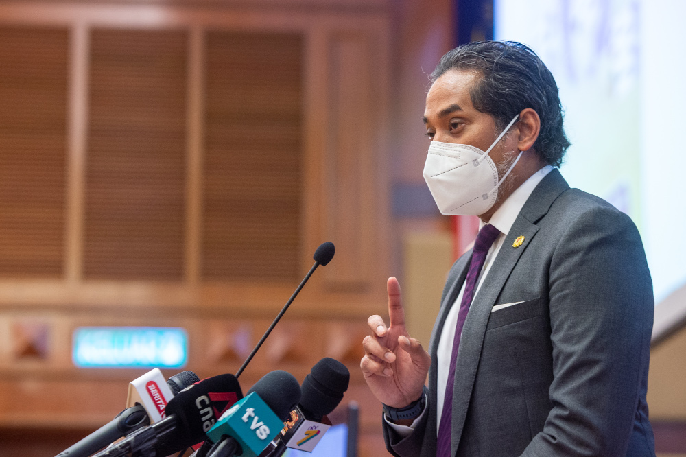 Health Minister Khairy Jamaluddin speaks at a press conference in Putrajaya, September 1, 2021. u00e2u20acu201d Picture by Shafwan Zaidon