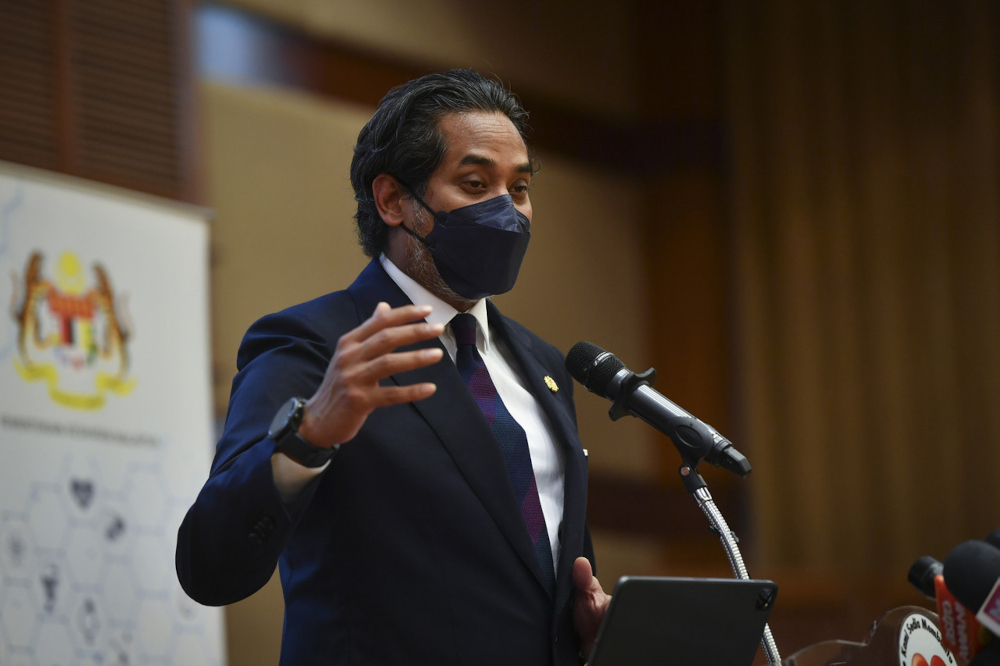 Health Minister Khairy Jamaluddin speaks at a press conference at the Health Ministry in Putrajaya, September 24, 2021. u00e2u20acu201d Bernama pic 