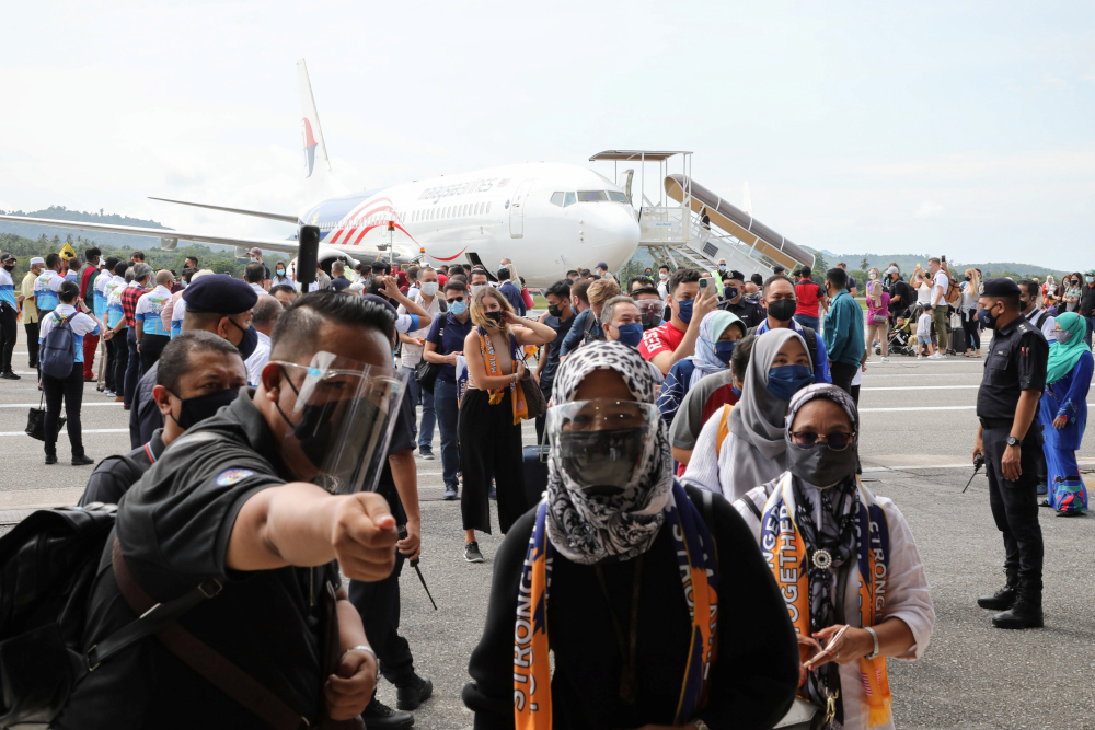 Tourists arrive at the airport as Langkawi reopens to domestic tourists, amid the coronavirus disease (Covid-19) pandemic, in Malaysia September 16, 2021. u00e2u20acu201d Reuters pic 