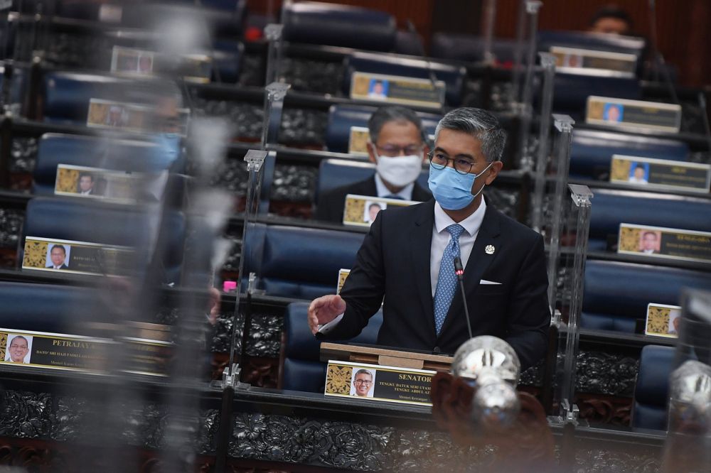 Finance Minister Datuk Seri Tengku Zafrul Abdul Aziz addresses members of Parliament in Kuala Lumpur September 28, 2021. u00e2u20acu201d Bernama picn