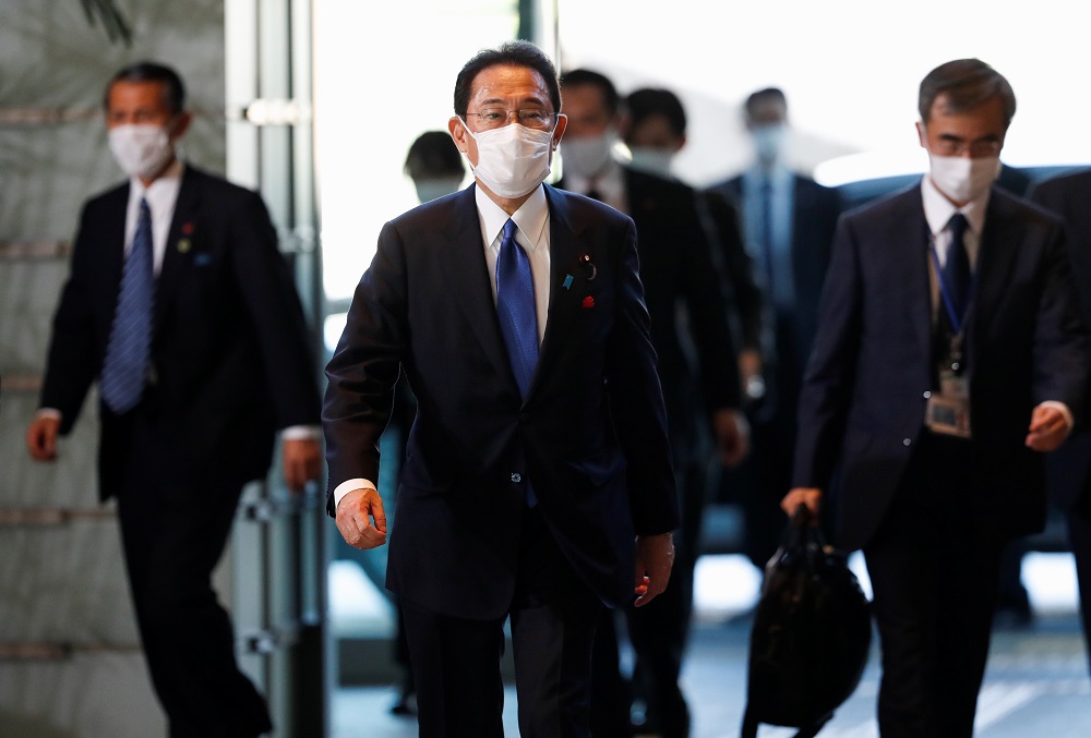 Japanu00e2u20acu2122s newly-elected Prime Minister Fumio Kishida arrives at his official residence in Tokyo October 4, 2021. u00e2u20acu201d Reuters pic