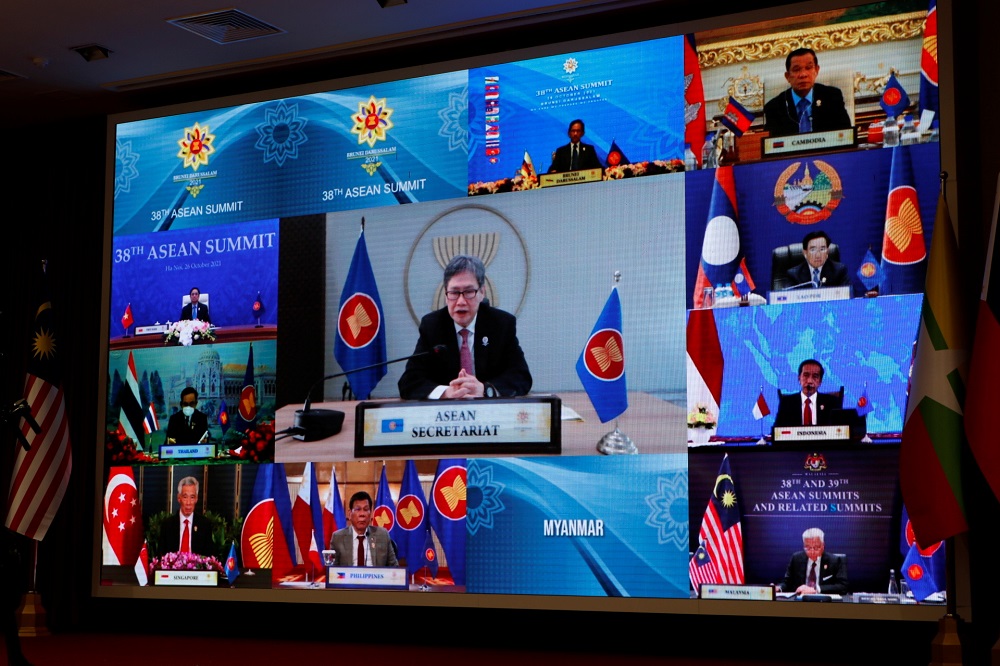 A view shows virtual 38th Asean Summit, in Bandar Seri Begawan, Brunei October 26, 2021. u00e2u20acu201d Reuters pic