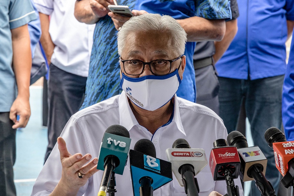 Prime Minister Datuk Seri Ismail Sabri Yaakob speaks at a press conference during a visit to the Perumahan Awam Sri Perak in Sentul October 16, 2021. u00e2u20acu201d Picture by Firdaus Latif