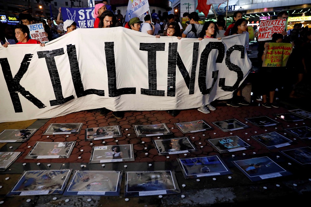 Activists take part in a rally after 91 people were shot dead this week in an escalation of President Rodrigo Duterte's ruthless war on drugs in Quezon city, Metro Manila, Philippines August 18, 2017. u00e2u20acu2022 Reuters file pic