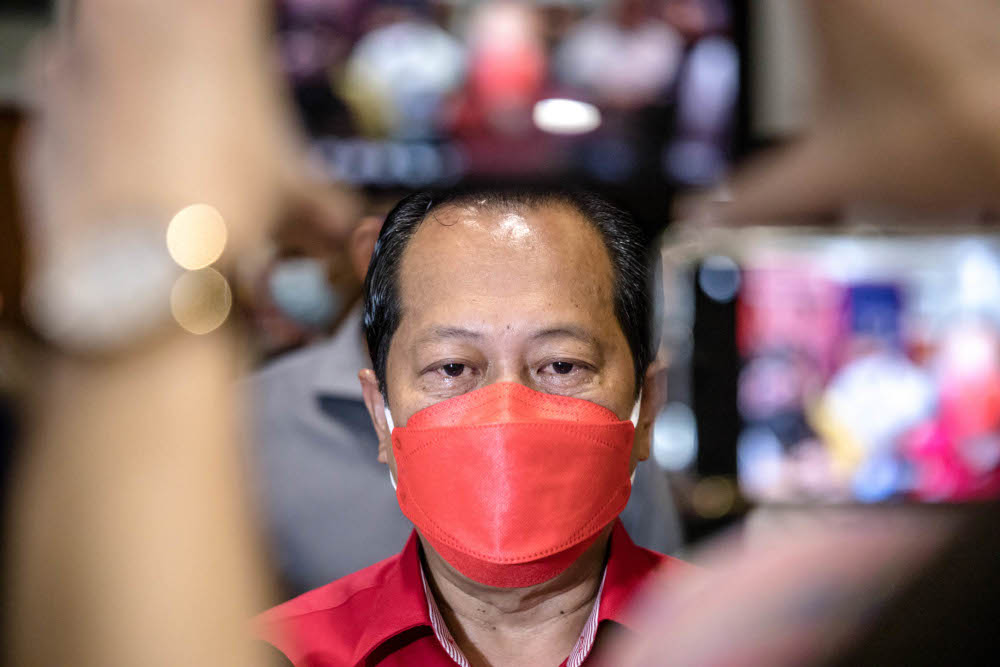 Umno secretary-general Datuk Seri Ahmad Maslan is pictured at Umno headquarters in Kuala Lumpur, October 14, 2021. u00e2u20acu201d Picture by Firdaus Latif