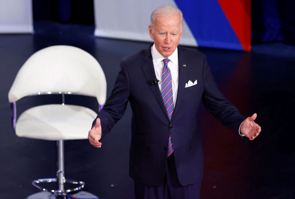 US President Joe Biden participates in a town hall about his infrastructure investment proposals at the Baltimore Center Stage Pearlstone Theatre in Baltimore October 21, 2021. u00e2u20acu201d Reuters pic