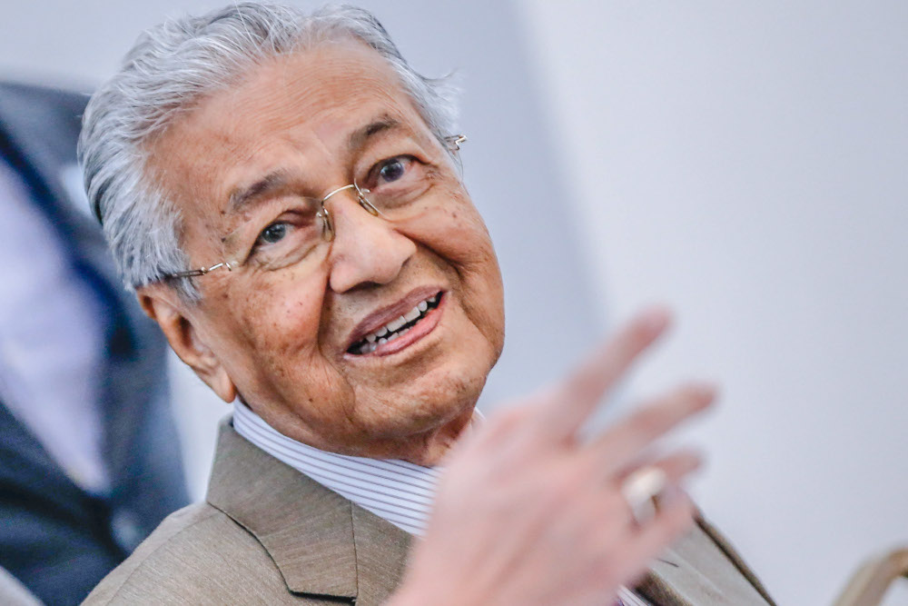 Parti Pejuang Tanahair chairman Tun Dr Mahathir Mohamad speaks to reporters during a press conference at Yayasan Al Bukhary Kuala Lumpur, October 25, 2021. u00e2u20acu2022 Picture by Hari Anggara