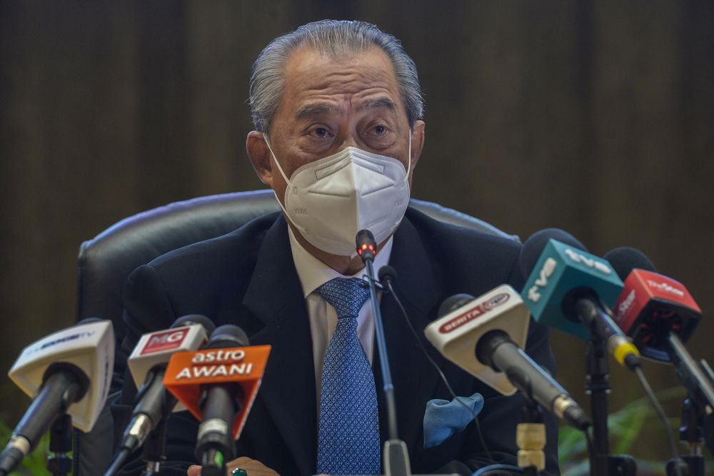 nTan Sri Muhyiddin Yassin, president of the National Recovery Council, speaks during a press conference in Lanai Kijang, Kuala Lumpur October 15, 2021. u00e2u20acu201d Picture by Miera Zulyanan