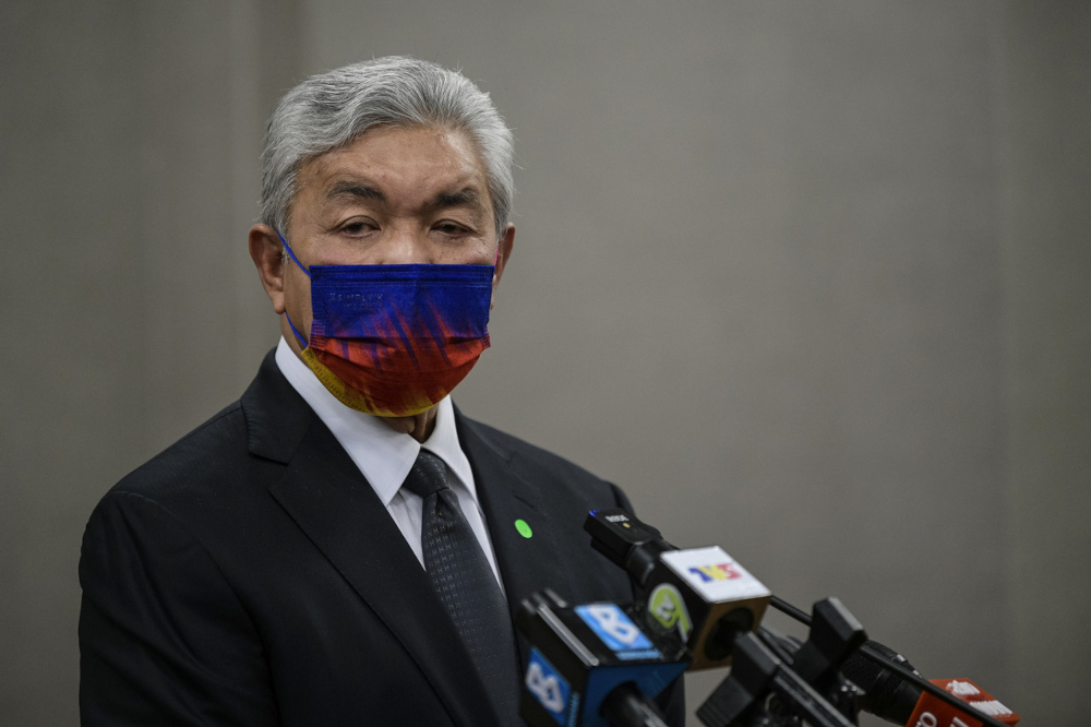 Umno president Datuk Seri Ahmad Zahid Hamidi speaks at a press conference in the Dewan Rakyatu00e2u20acu2122s media centre, October 5, 2021. u00e2u20acu201d Bernama pic 