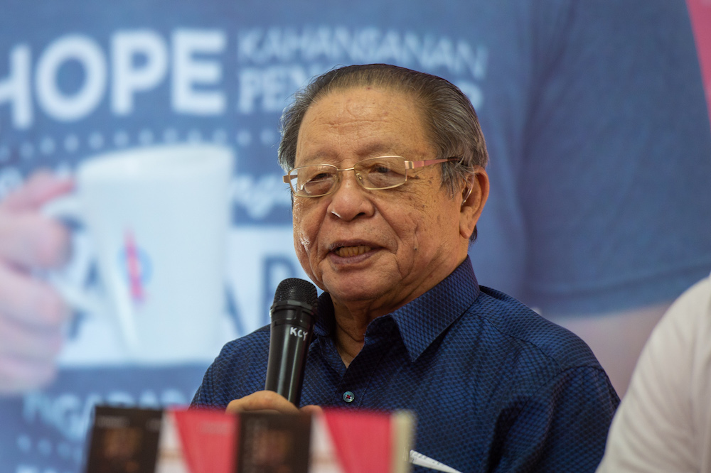 Lim Kit Siang speaks at the launch of his biography written by Liew Chin Tong at Ayer Keroh in Melaka November 7, 2021. u00e2u20acu201d Picture by Shafwan Zaidon