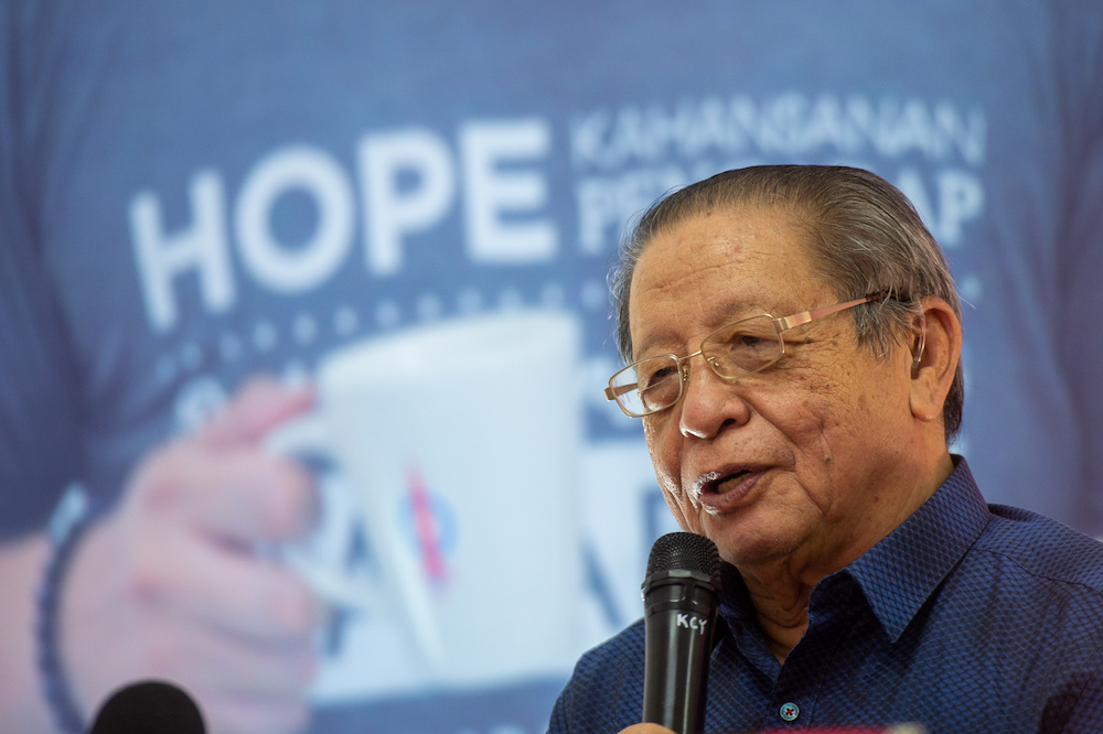 Lim Kit Siang speaks at the launch of his biography written by Liew Chin Tong at Ayer Keroh in Melaka November 7, 2021. u00e2u20acu201d Picture by Shafwan Zaidon