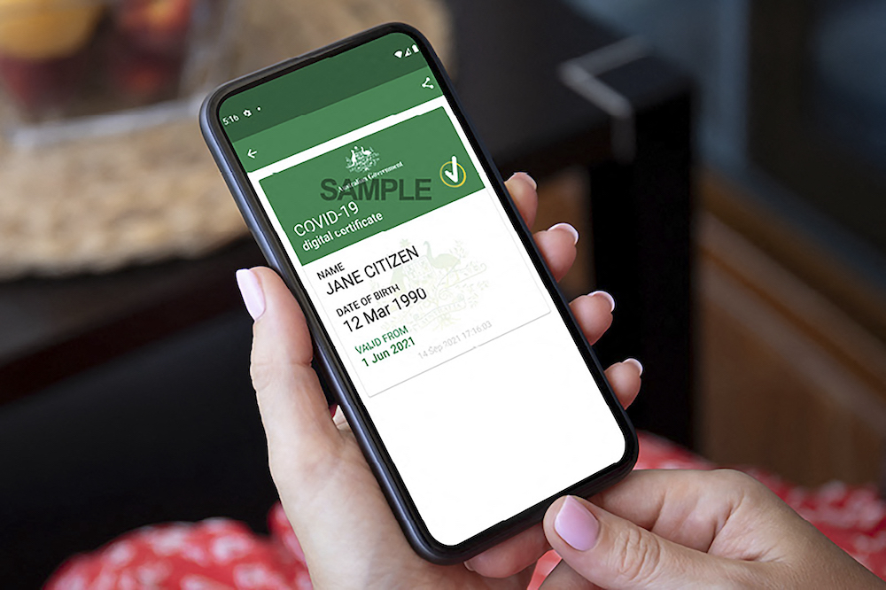 An undated and unplaced handout photo received from Serives Australia on November 5, 2021 shows a Covid-19 vaccine certificate on a mobile phone showing the user has been fully vaccinated. u00e2u20acu201d AFP/Services Australia pic