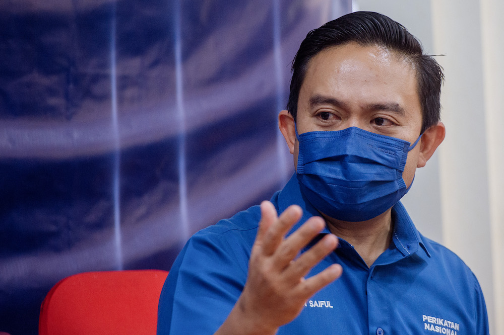 Parti Pribumi Bersatu Malaysia information chief, Datuk Wan Saiful Wan Jan speaks to media during a press conference at Bersatu Hang Tuah headquarters in Ayer Keroh Melaka November 17, 2021. u00e2u20acu201d Picture by Shafwan Zaidon