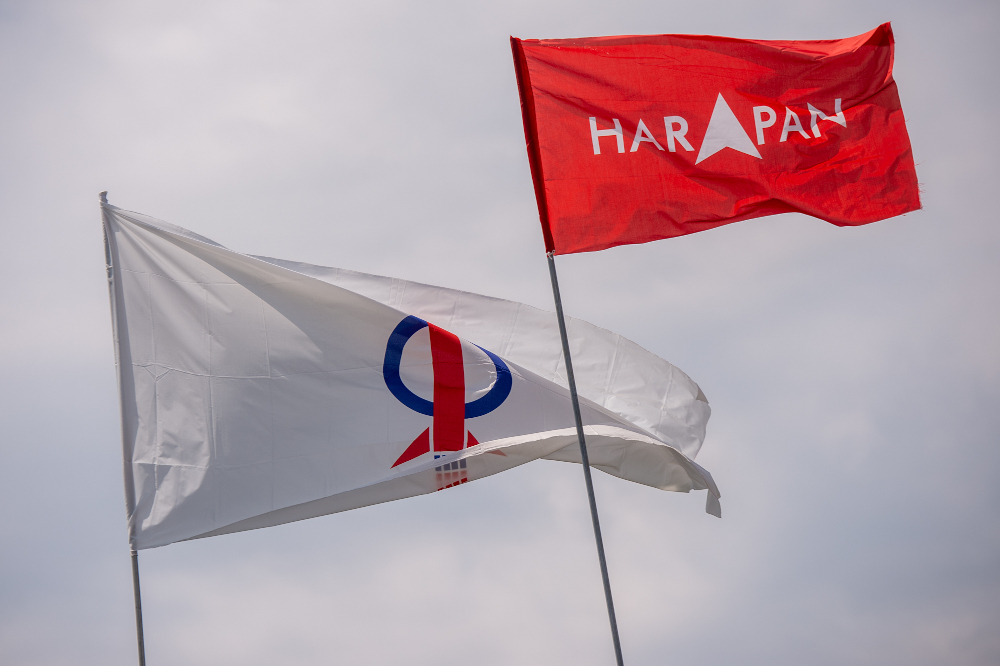 Pakatan Harapan and DAP flags are seen waving at Ayer Keroh, Melaka, November 7, 2021. u00e2u20acu201d Picture by Shafwan Zaidon