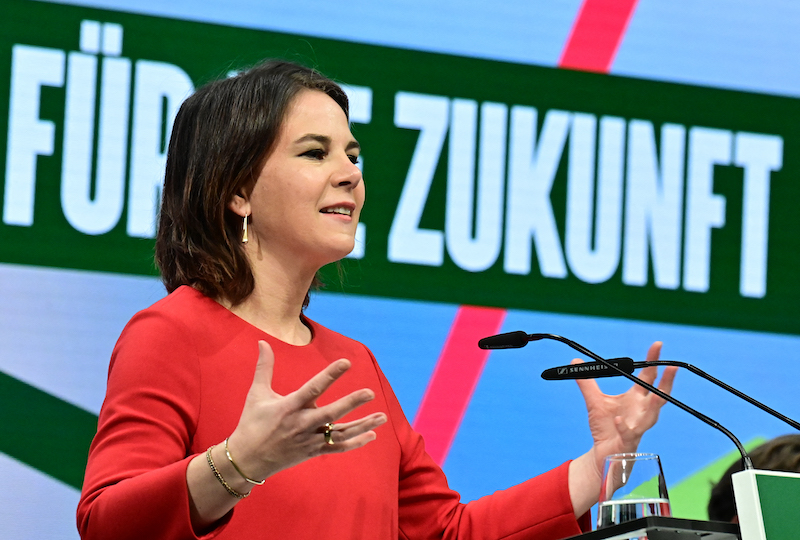 Co-leader of Germany's Green Party (Die Gruenen) Annalena Baerbock delivers a speech at the party's meeting with their members in the federal states on the results of the coalition negotiations, in Berlin November 25, 2021. u00e2u20acu201d AFP pic