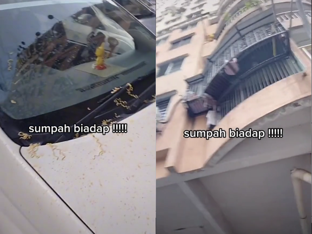 A kindergarten teacher was furious after discovering her car was covered with instant noodles. u00e2u20acu2022 Screenshot via TikTok/ NinaKechiik