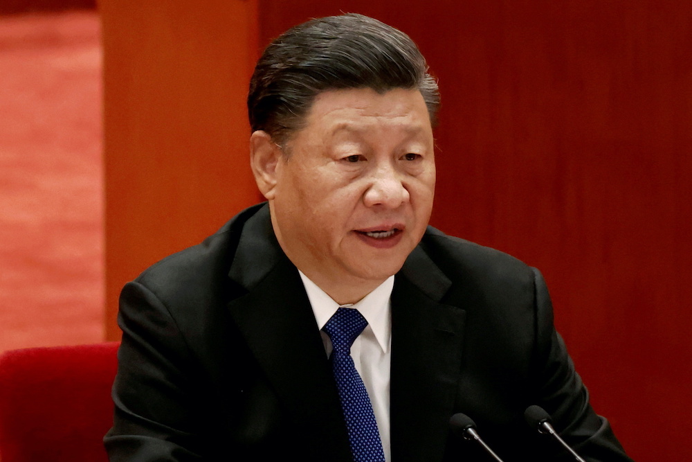 Chinese President Xi Jinping speaks at a meeting commemorating the 110th anniversary of Xinhai Revolution at the Great Hall of the People in Beijing, China October 9, 2021. u00e2u20acu201d Reuters pic