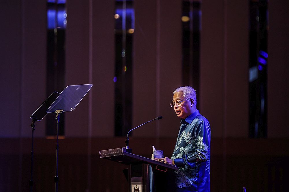 Prime Minister Datuk Seri Ismail Sabri Yaakob delivers his speech at the launch of the National Unity Action Plan at the Kuala Lumpur Convention Centre November 28, 2021. u00e2u20acu201d Picture by Hari Anggara