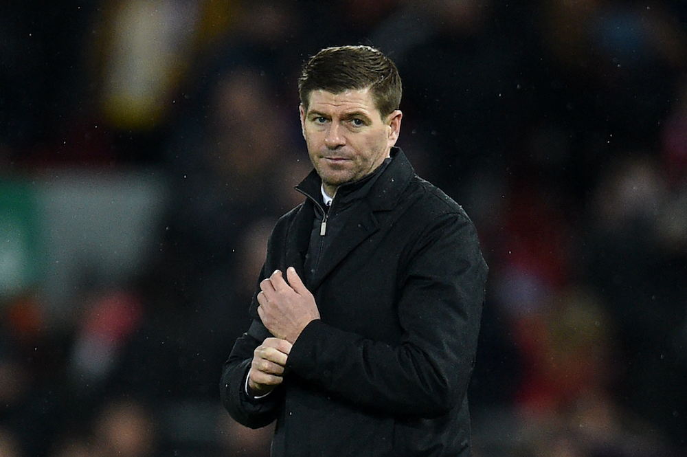 Steven Gerrard reacts at the final whistle during the English Premier League football match between Liverpool and Aston Villa at Anfield in Liverpool December 11, 2021. u00e2u20acu201d AFP pic