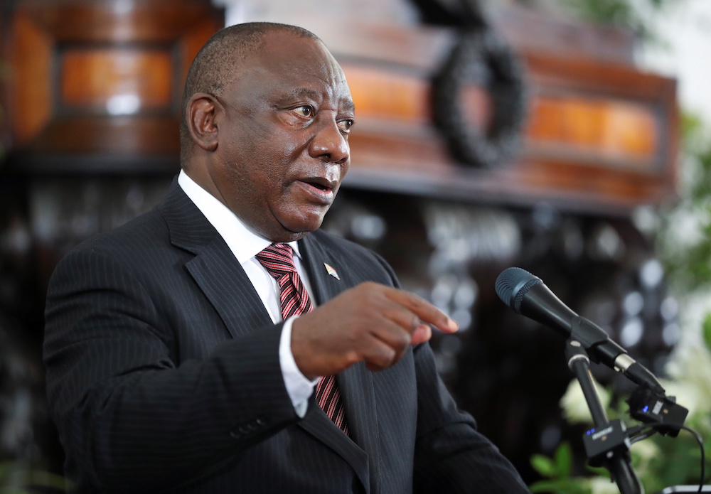 South African President Cyril Ramaphosa addresses mourners at the state memorial service for former President FW de Klerk in Cape Town, South Africa, December 12, 2021. u00e2u20acu201d Reuters pic