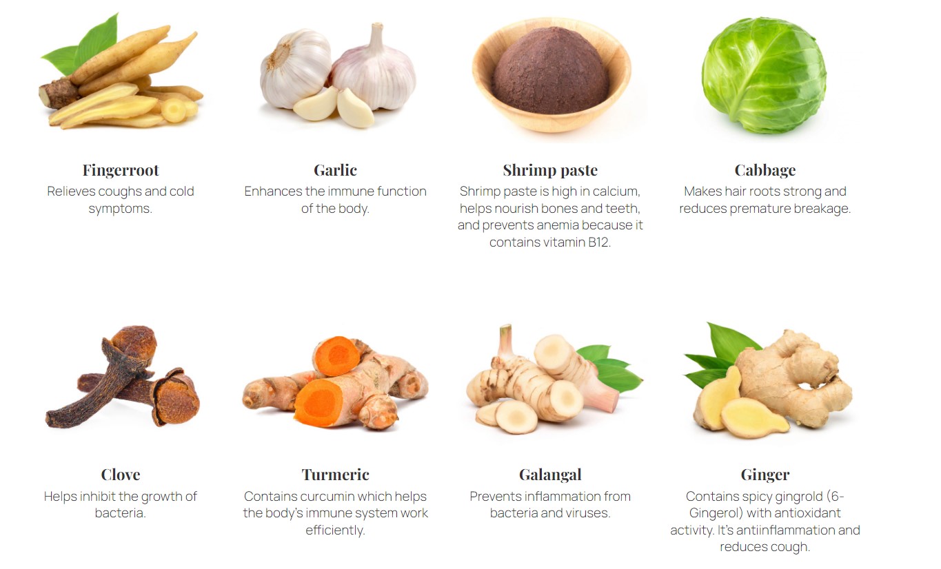 除了提供50种泰式料理食谱，该网站还展示了有关原料和泰国草药的相关信息。-图截自Thai Taste Therapy网站-
