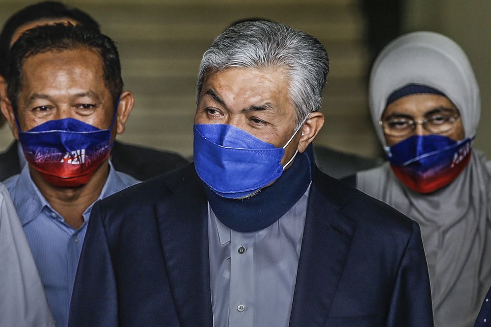 Datuk Seri Ahmad Zahid Hamidi is pictured at the Kuala Lumpur High Court December 6, 2021. u00e2u20acu201d Picture by Hari Anggara