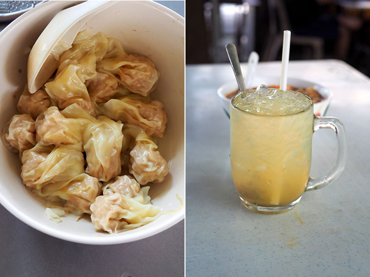 饱满的云吞,和适合消暑解热的柠檬饮。-Lee Khang Yi摄-